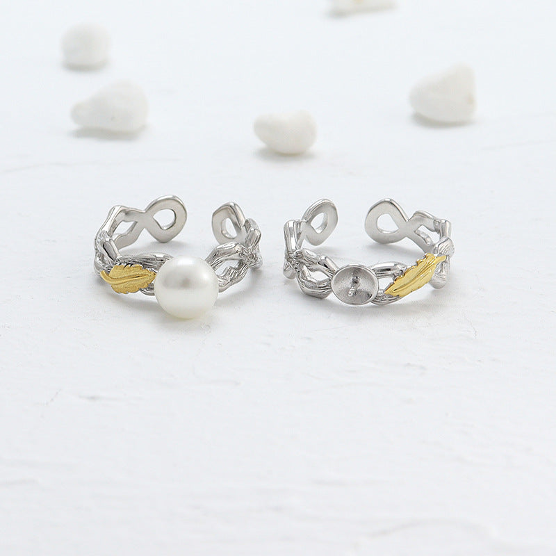 Leaf pearl ring setting