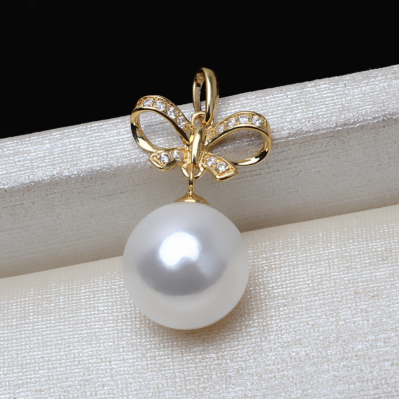 AU750 gold bowtie pendant setting for 9-13 pearl