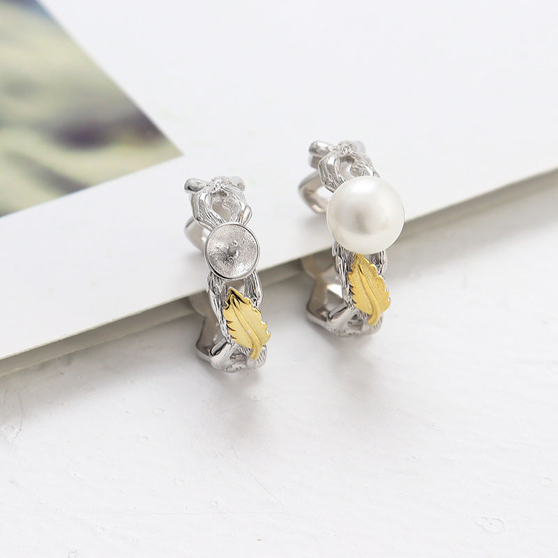 Leaf pearl ring setting