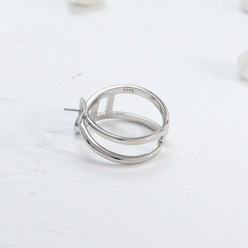 simple twisted pearl ring setting