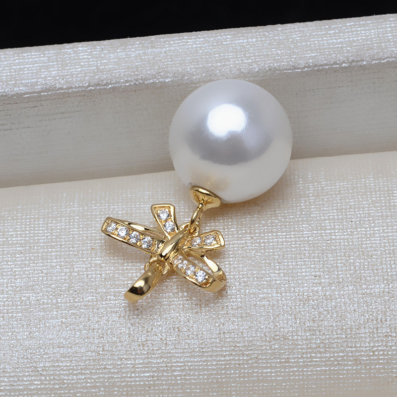 AU750 gold bowtie pendant setting for 9-13 pearl