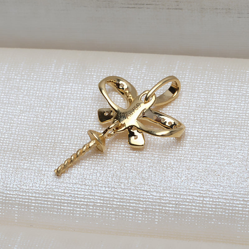 AU750 gold bowtie pendant setting for 9-13 pearl