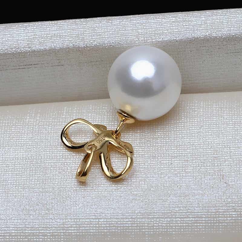 AU750 gold bowtie pendant setting for 9-13 pearl