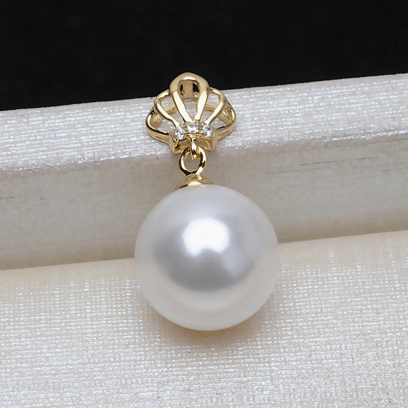AU750 gold small crown pendant setting for 6-8 pearl
