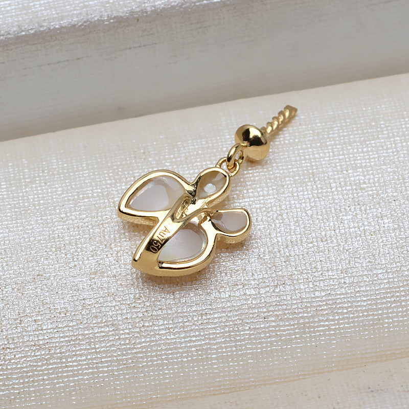 AU750 gold shell butterfly pearl pendant setting