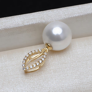 AU750 gold leaf pendant bail for pearl 7-12mm