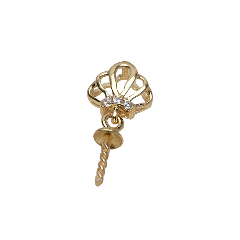 AU750 gold small crown pendant setting for 6-8 pearl