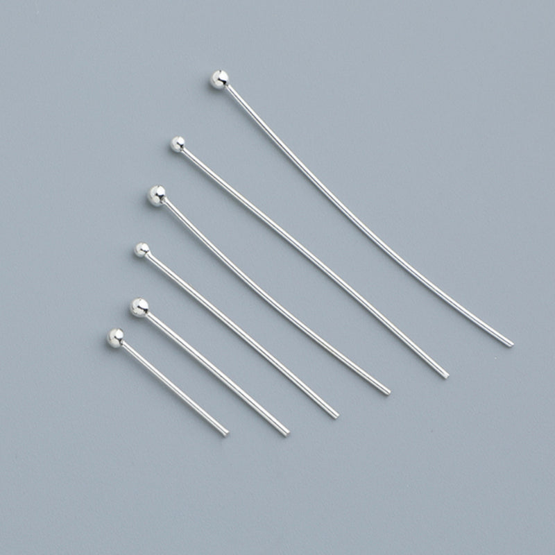 20pcs 15-40mm S925 Sterling Silver Round Head, 9-Shaped, T-Pin Needles