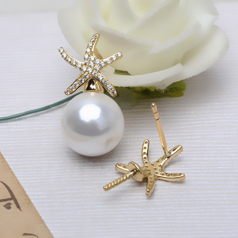 AU750 starfish earrings setting for 8-12mm pearl