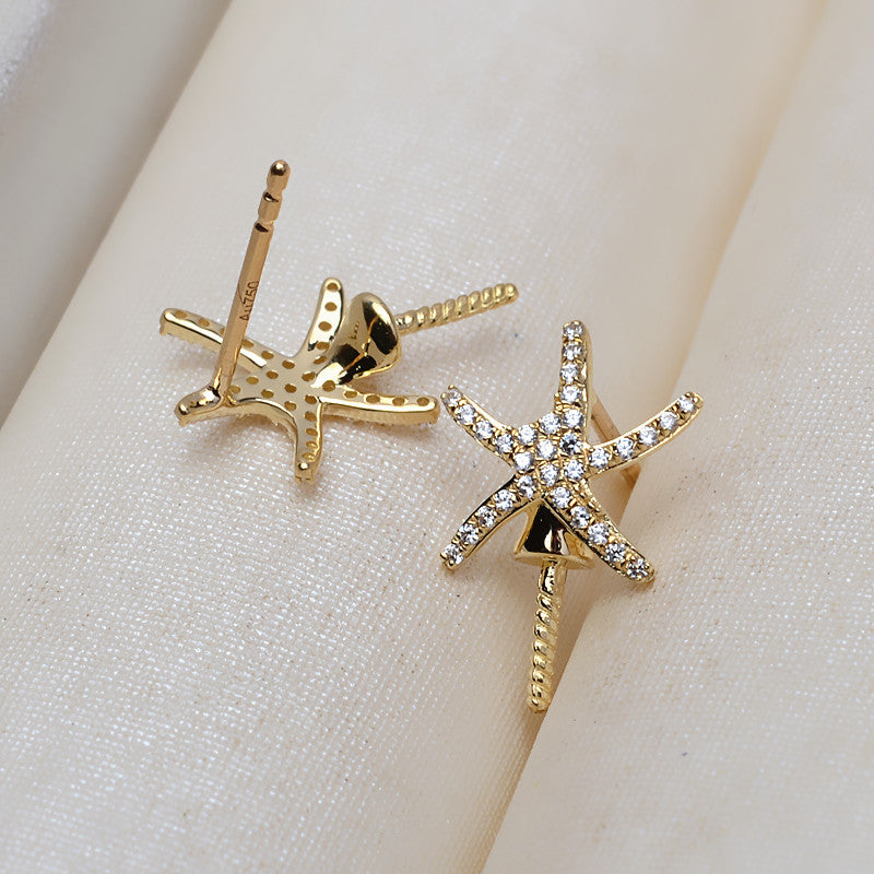 AU750 starfish earrings setting for 8-12mm pearl
