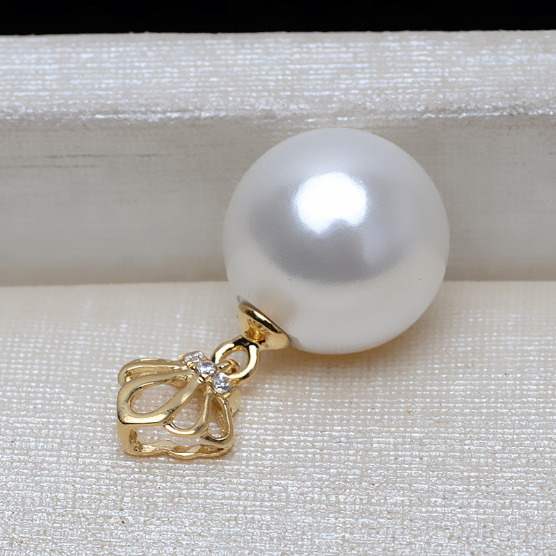 AU750 gold small crown pendant setting for 6-8 pearl