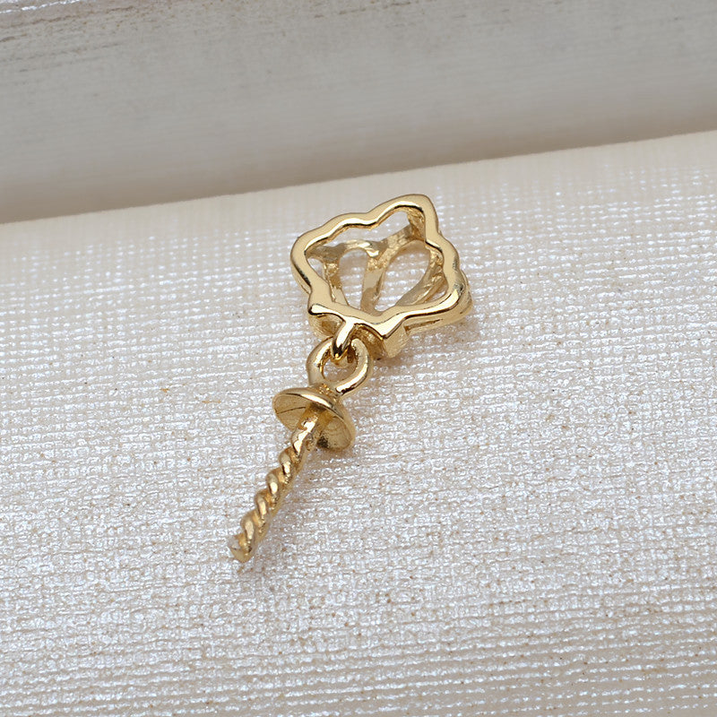 AU750 gold small crown pendant setting for 6-8 pearl