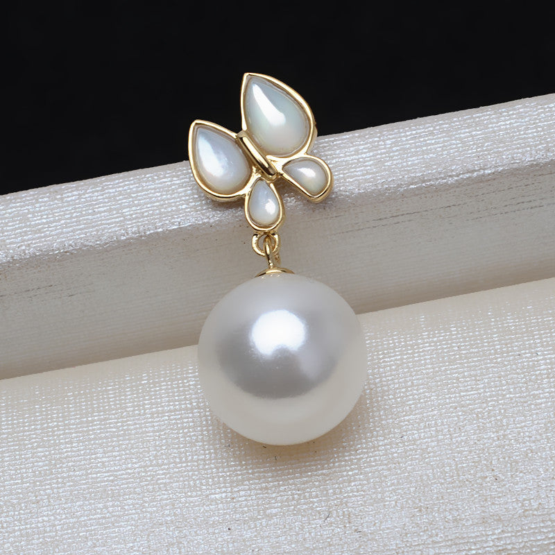 AU750 gold shell butterfly pearl pendant setting