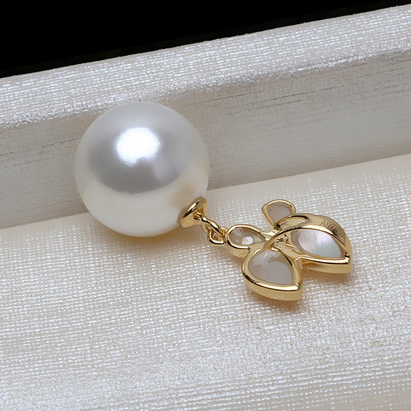 AU750 gold shell butterfly pearl pendant setting