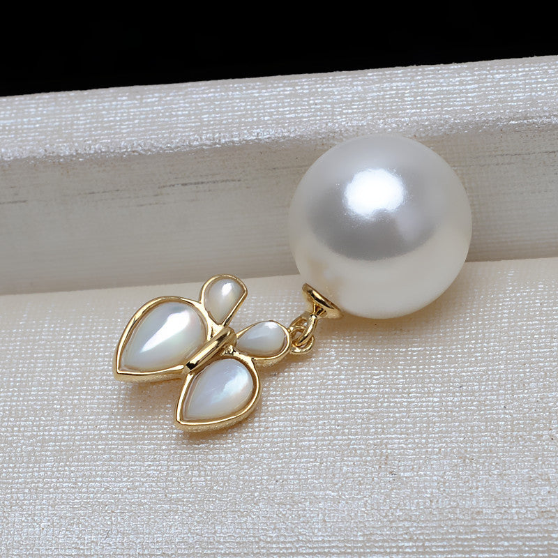 AU750 gold shell butterfly pearl pendant setting