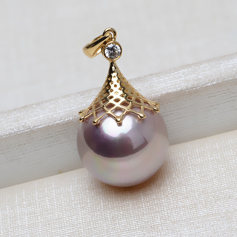 18k concealer pearl pendant setting for 12-16mm pearl