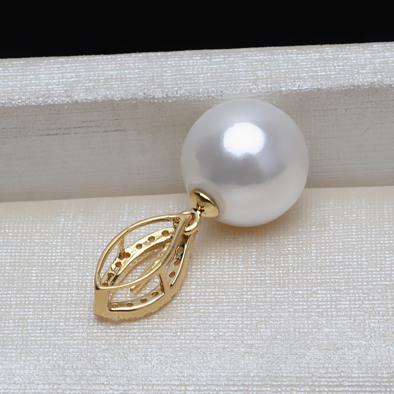 AU750 gold leaf pendant bail for pearl 7-12mm