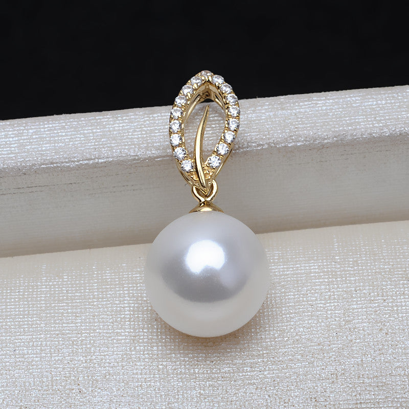 AU750 gold leaf pendant bail for pearl 7-12mm