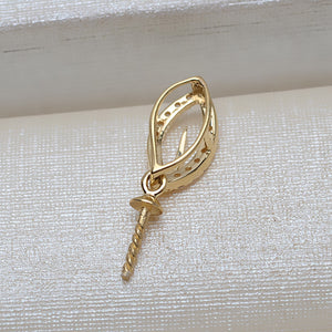 AU750 gold leaf pendant bail for pearl 7-12mm