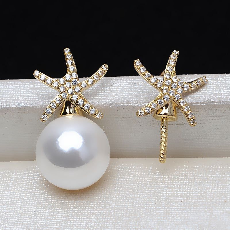 AU750 starfish earrings setting for 8-12mm pearl