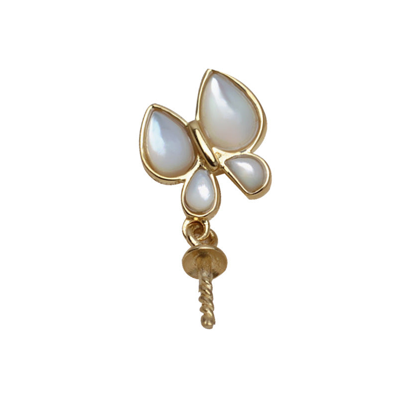 AU750 gold shell butterfly pearl pendant setting