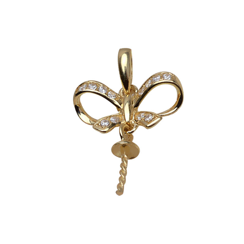 AU750 gold bowtie pendant setting for 9-13 pearl