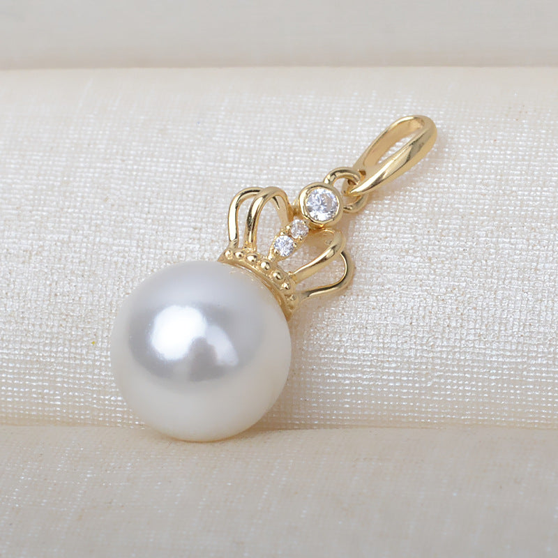 AU750 gold crown setting for 8-14mm pearl setting