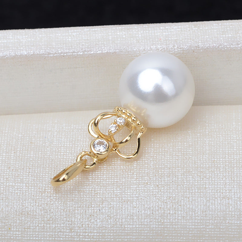 AU750 gold crown setting for 8-14mm pearl setting