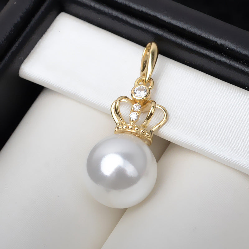 AU750 gold crown setting for 8-14mm pearl setting