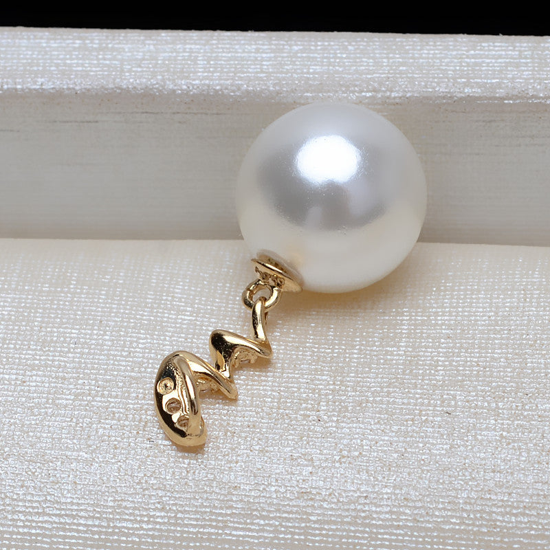 AU750 gold necklace lightning pendant setting for 7-10mm pearls