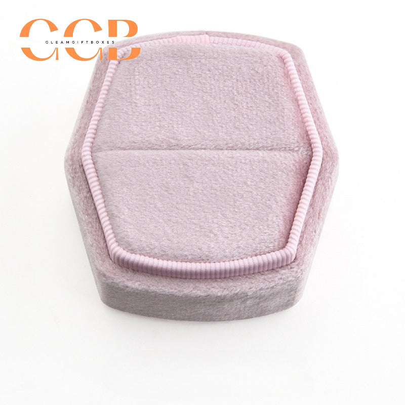 Hexagonal Velvet Ring Box with Lift-Off Lid，Elegant Engagement & Proposal Ring Holder, Wedding Photo Prop, Bridal Gift