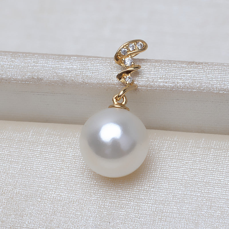 AU750 gold necklace lightning pendant setting for 7-10mm pearls