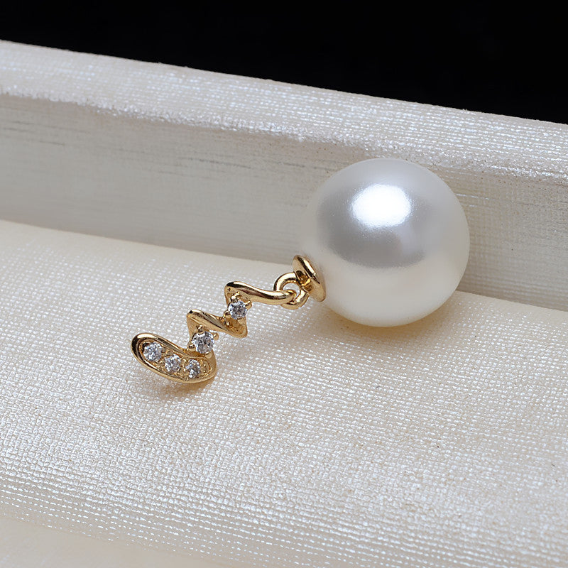 AU750 gold necklace lightning pendant setting for 7-10mm pearls