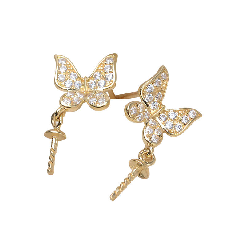 AU750 butterfly earrings settings for 7-13mm pearl