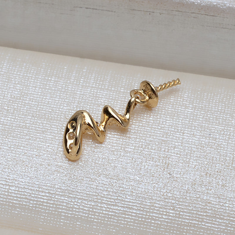 AU750 gold necklace lightning pendant setting for 7-10mm pearls