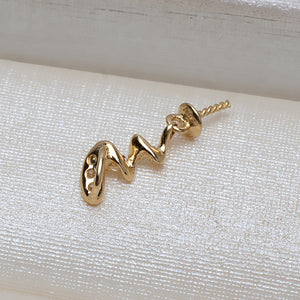 AU750 gold necklace lightning pendant setting for 7-10mm pearls