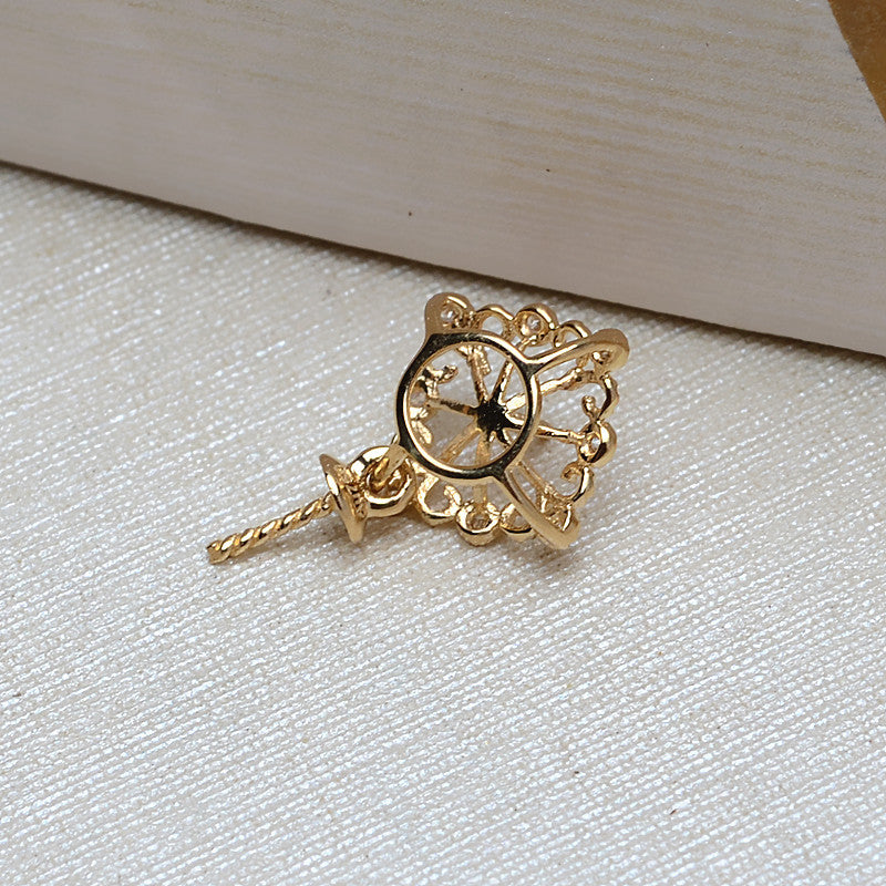 18k gold double bead necklace pendant