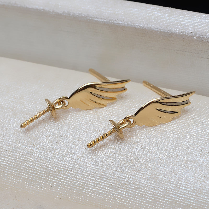18k gold angel wings earrings setting