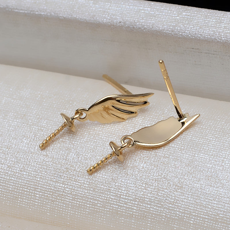 18k gold angel wings earrings setting