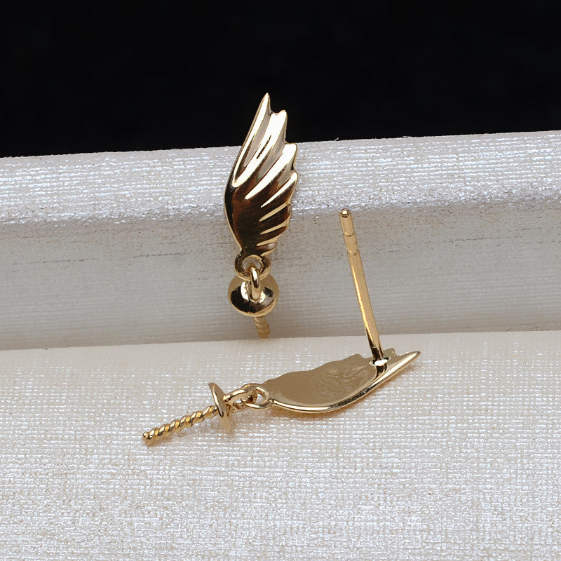 18k gold angel wings earrings setting