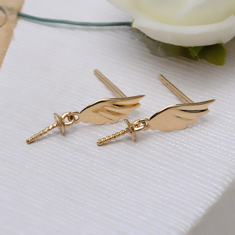 18k gold angel wings earrings setting