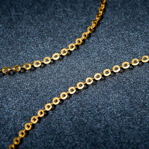 18K Gold O Chain Necklace AU750, Adjustable 40-50cm Flash O Link Collarbone Chain for Pendant