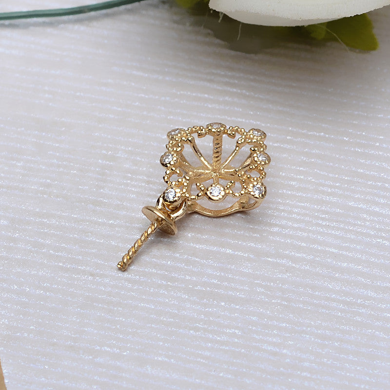 18k gold double bead necklace pendant