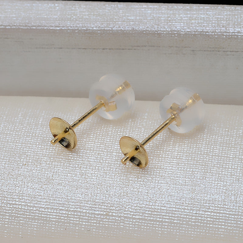 18k Solid Gold Posts and Cups for Pearl Stud Earrings
