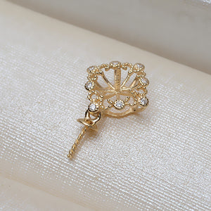 18k gold double bead necklace pendant