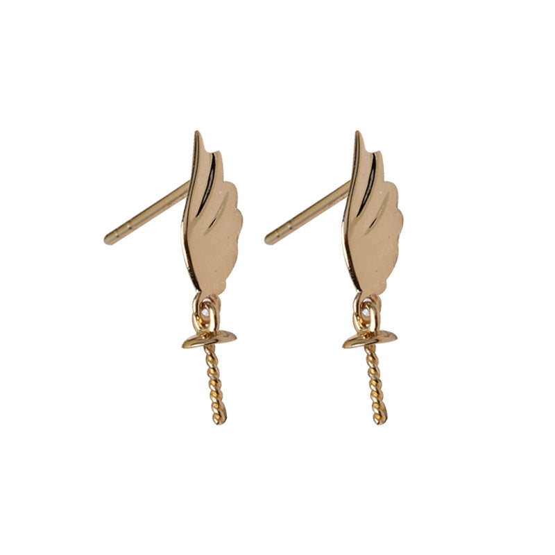 18k gold angel wings earrings setting