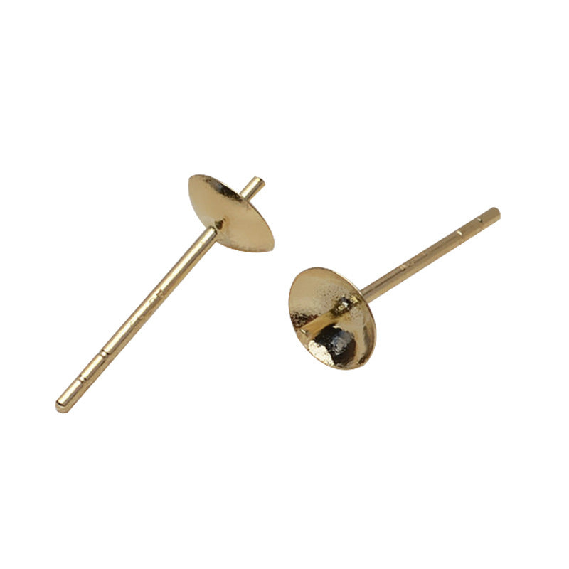 18k Solid Gold Posts and Cups with Backings for Pearl Stud Earrings