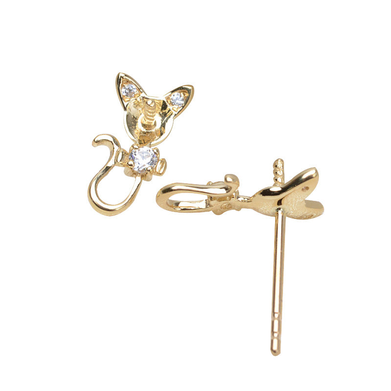 AU750 cat earrings setting for 4-5mm pearl