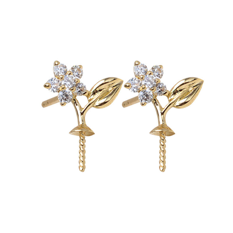 AU750 flower earrings setting for 7-12mm pearl