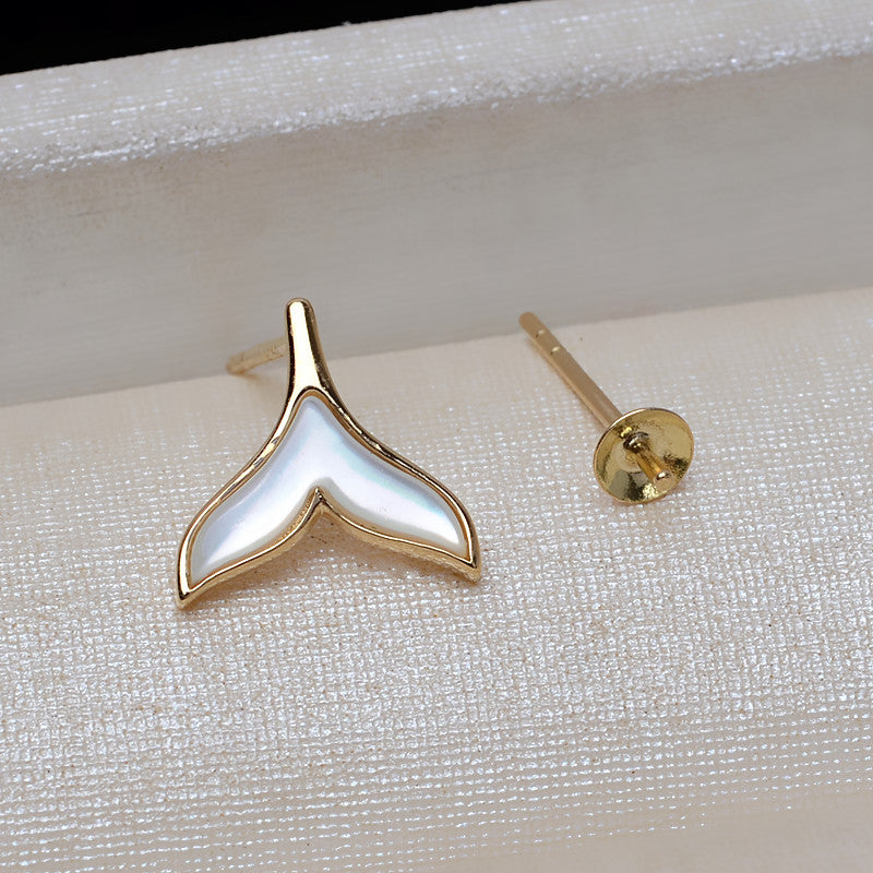 18K gold AB model pearl earrings setting for 5-8mm pearl